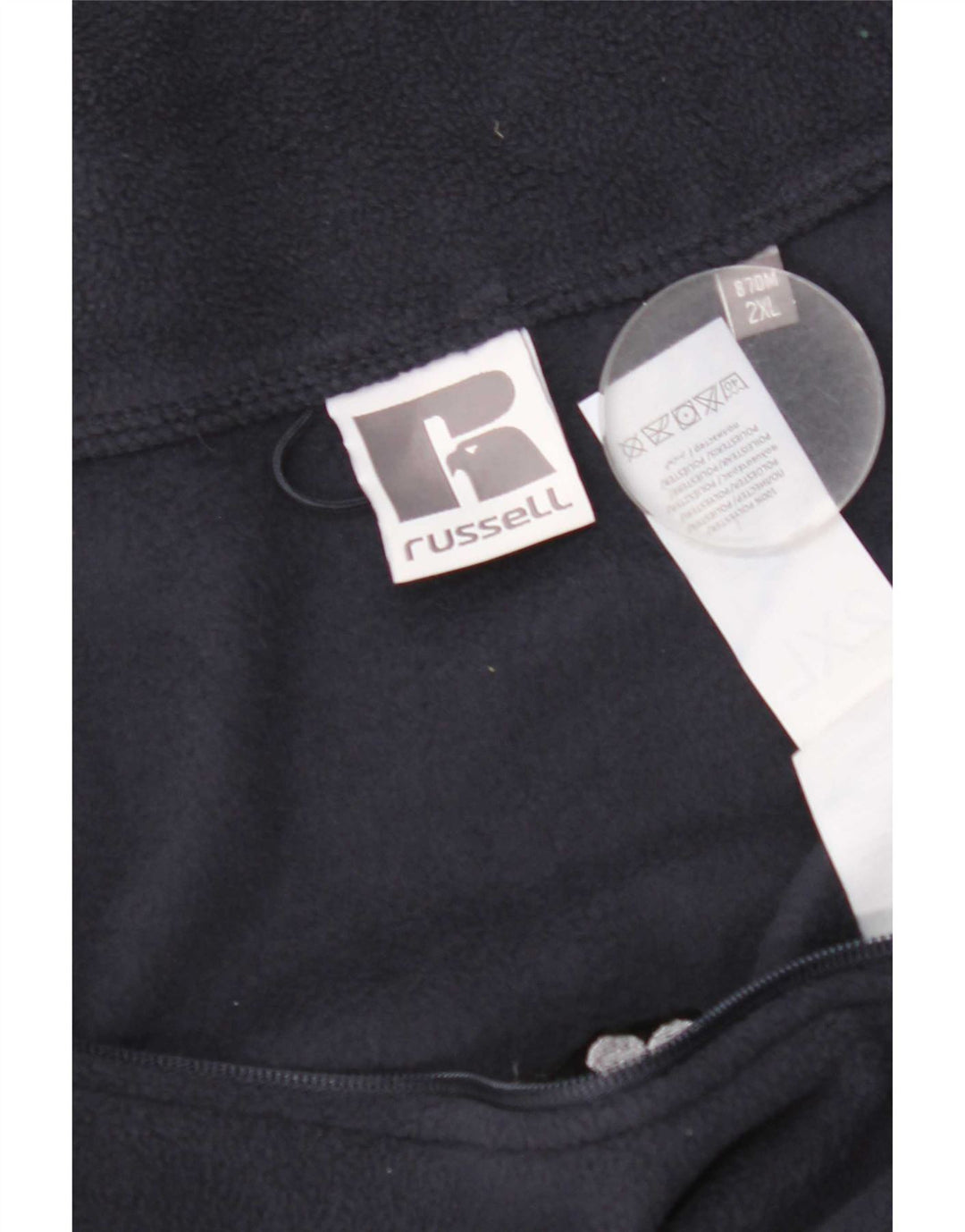 Giacca in pile grafica da uomo Russell Athletic UK 44 2XL poliestere blu navy