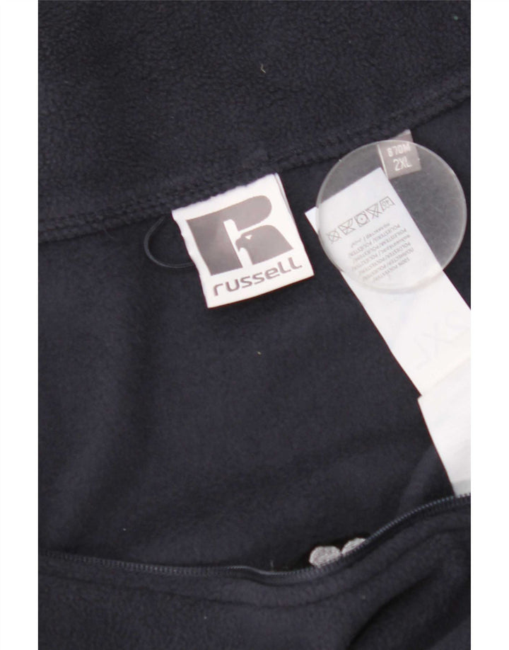 Giacca in pile grafica da uomo Russell Athletic UK 44 2XL poliestere blu navy