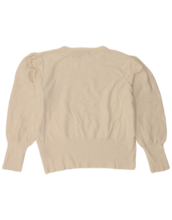 Maglione corto girocollo da donna Marks & Spencer UK 16 grande bianco sporco