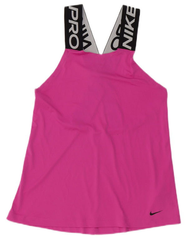 Canotta grafica Nike Dri Fit da donna UK 10 Small Rosa Poliestere color block