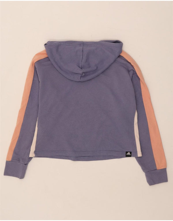 Maglione con cappuccio grafico corto da donna Adidas UK 12/14 Blocco colore viola medio