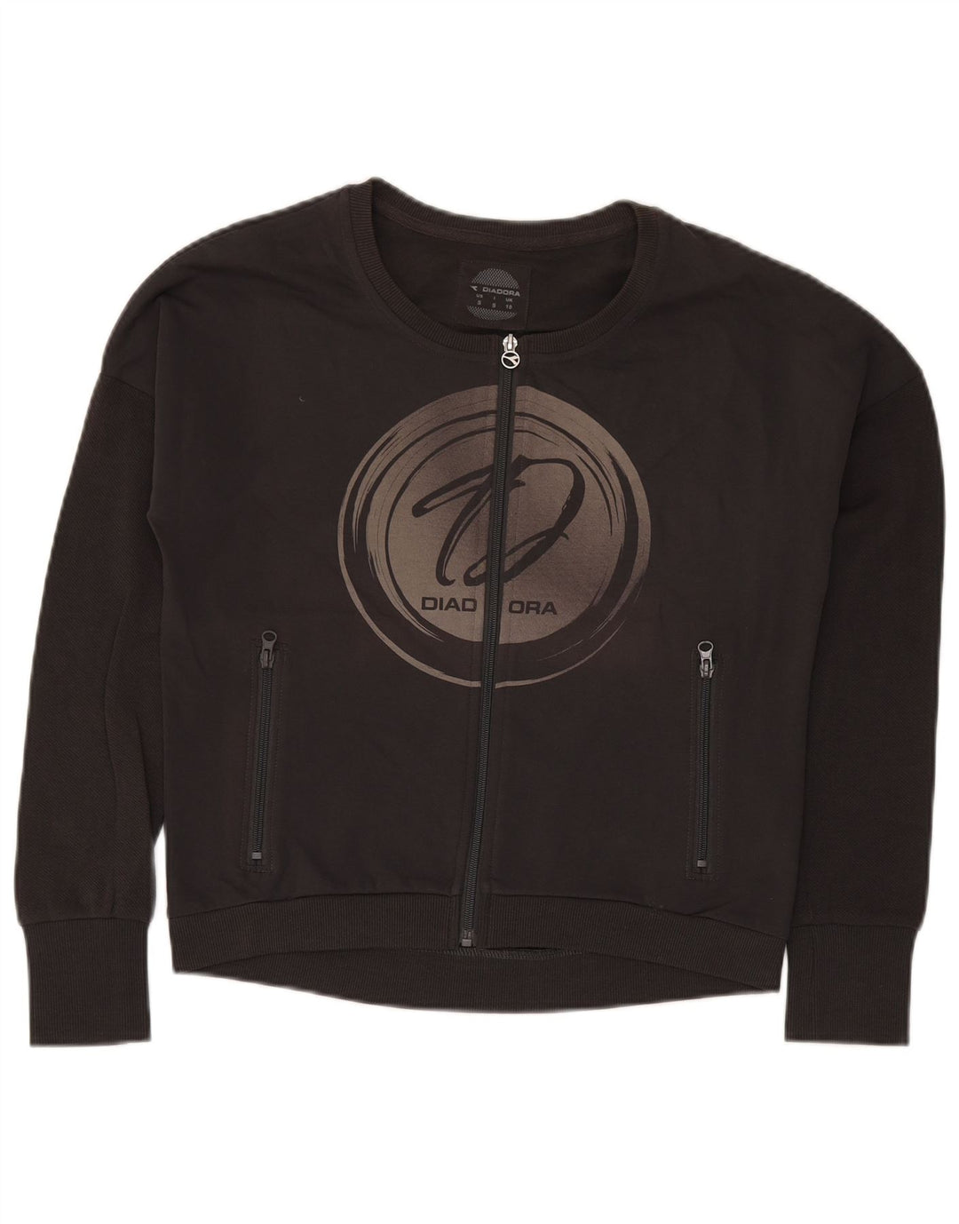 Giacca da tuta grafica oversize da donna Diadora UK 10 Small Nera