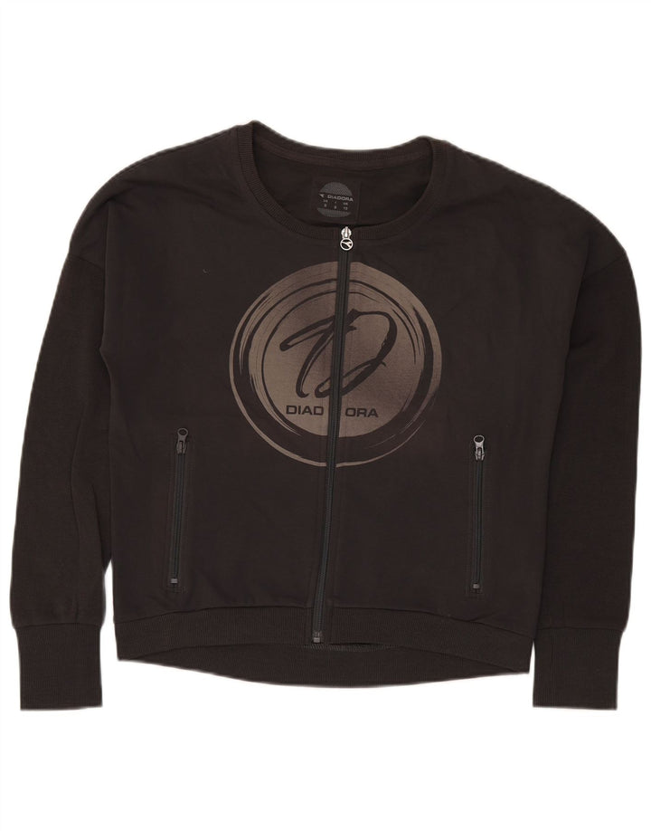 Giacca da tuta grafica oversize da donna Diadora UK 10 Small Nera