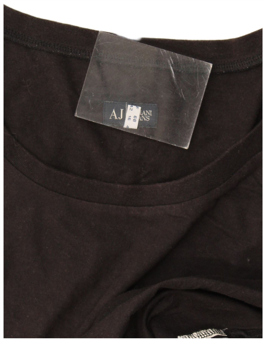 Armani Jeans Top grafico da donna manica lunga UK 16 grande nero