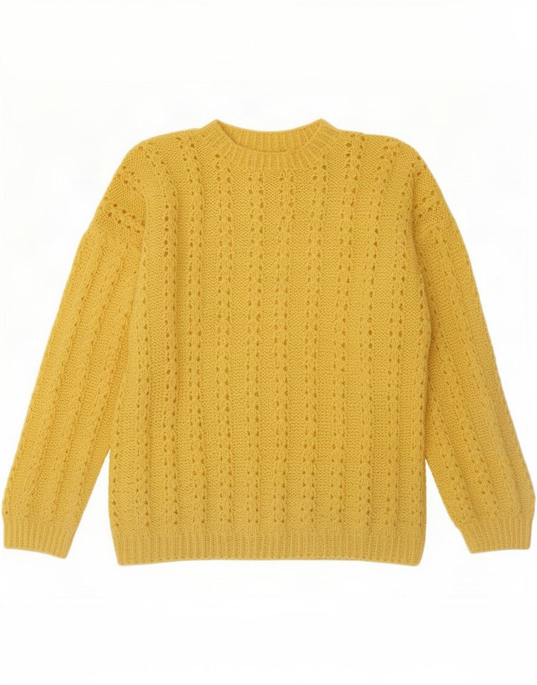 Maglione vintage da uomo con collo alto e maglione grande giallo