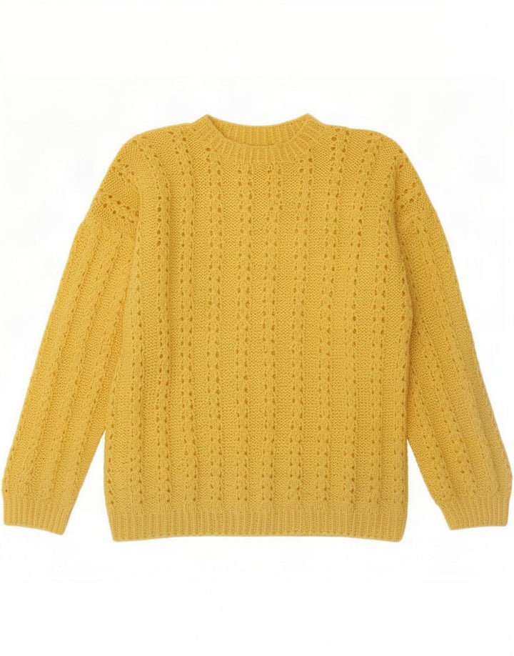 Maglione vintage da uomo con collo alto e maglione grande giallo