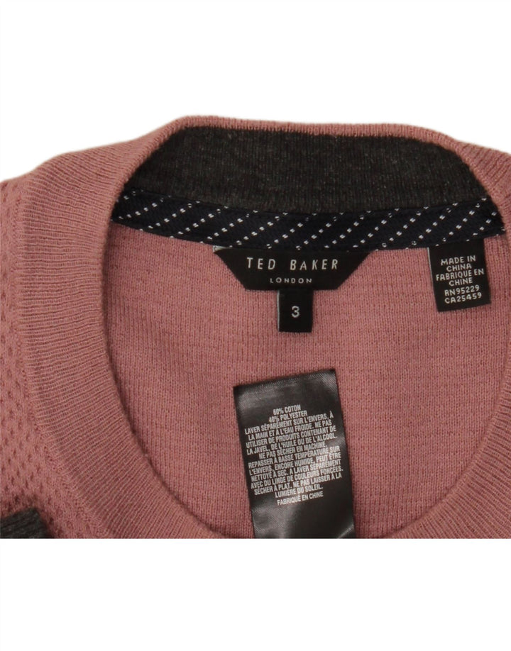 Maglione maglione girocollo da uomo Ted Baker taglia 3 blocco colore nero medio