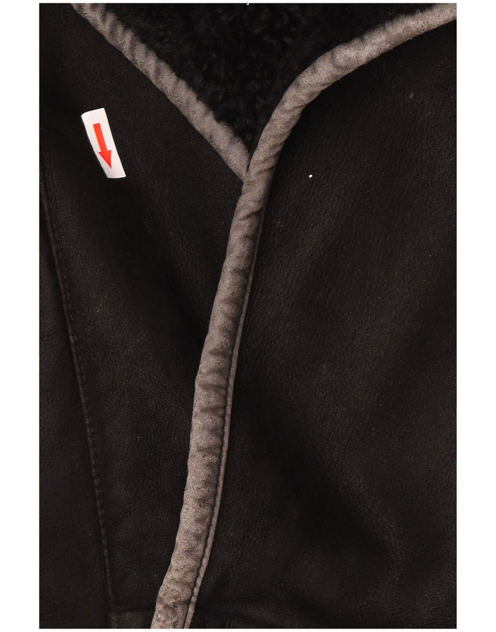 Giacca in shearling vintage da uomo IT 50 grande in shearling nero