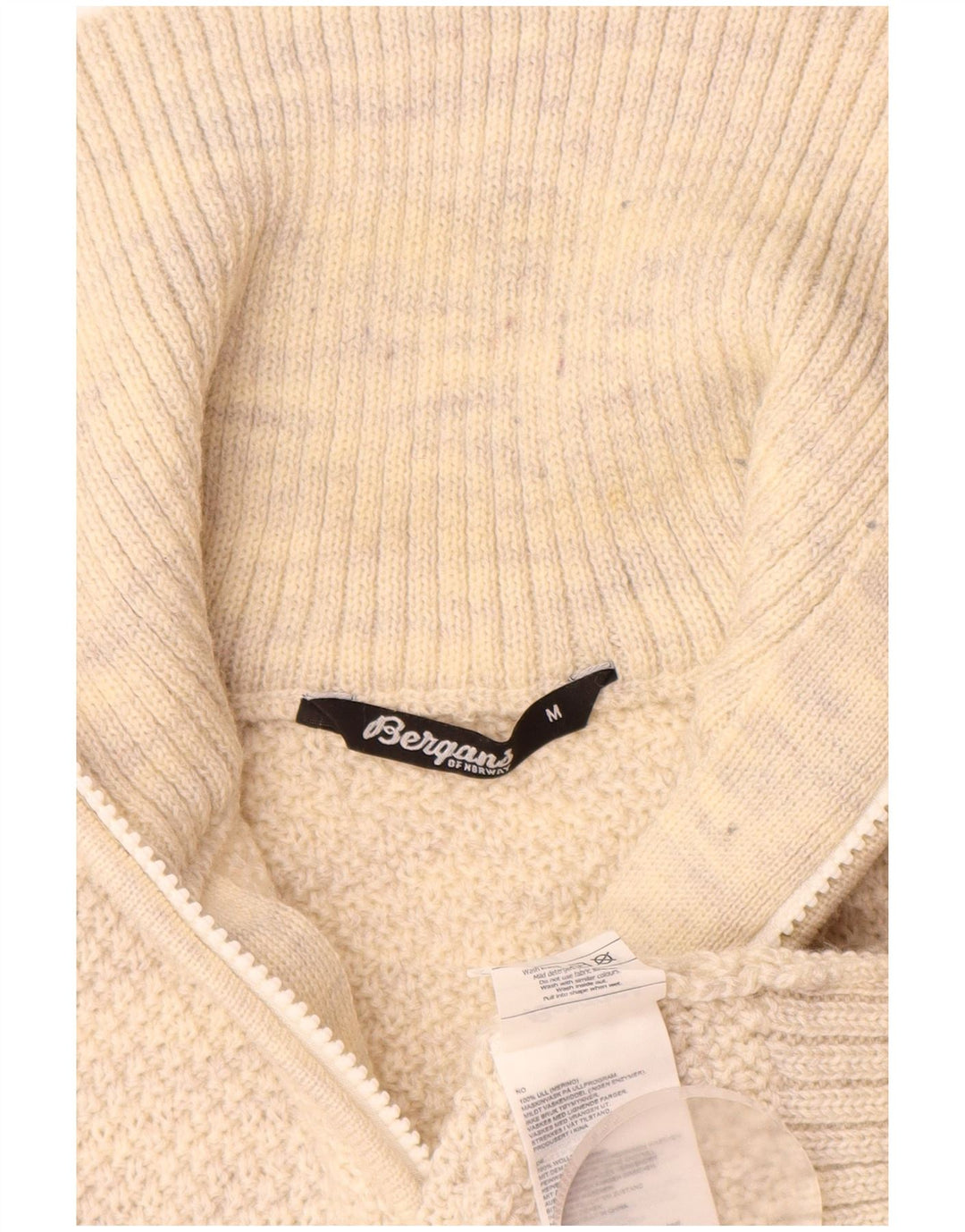 Bergans Maglione da uomo con zip e collo in lana merino screziata beige medio