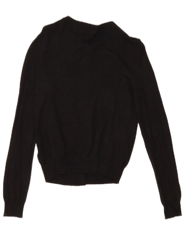 Maglione cardigan corto da donna Marks & Spencer UK 10 piccolo in viscosa nera