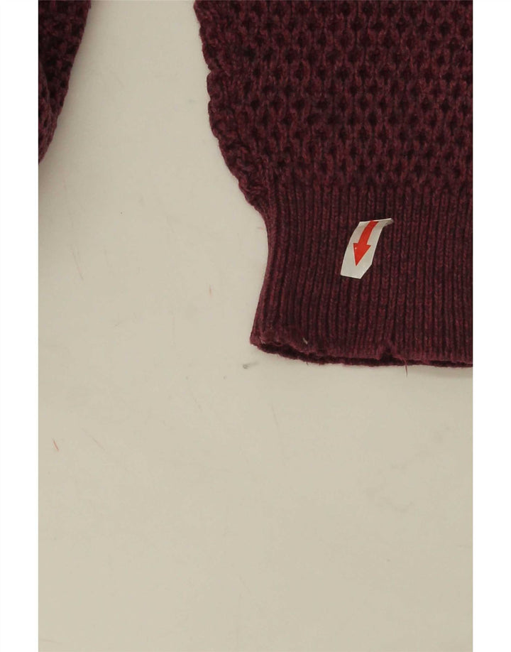 Maglione maglione girocollo da uomo Marks & Spencer in cotone bordeaux medio