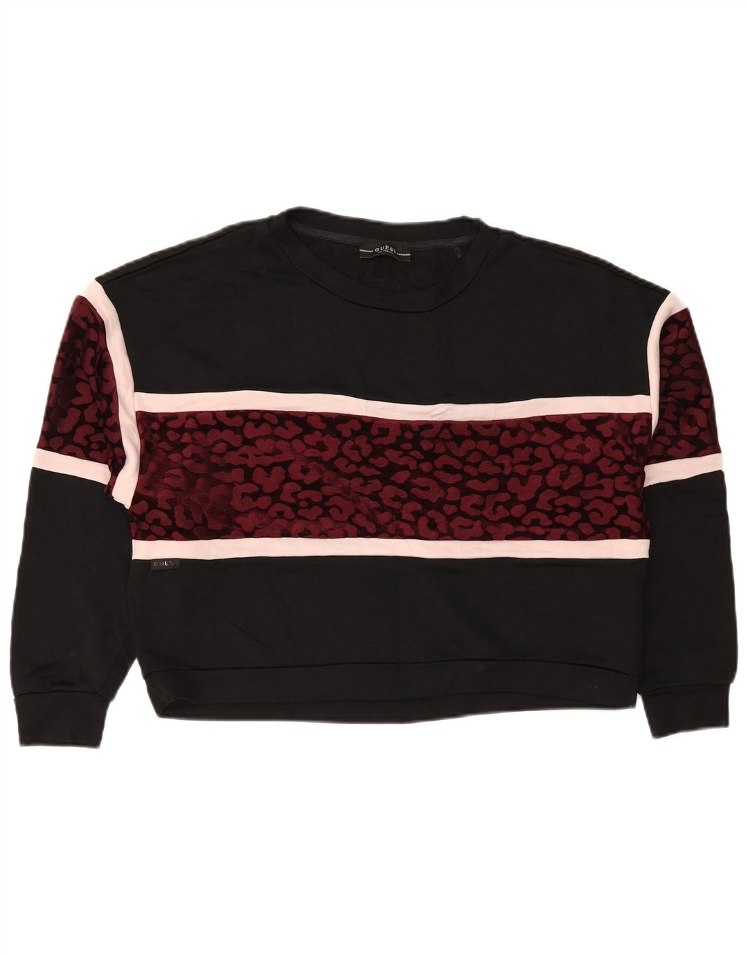 Guess Felpa oversize da donna Maglione UK 14 Medium Nero Stampa animalier