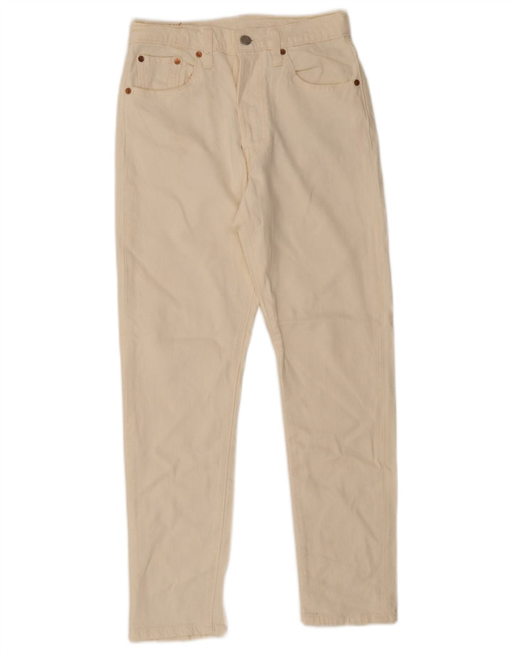 Jeans dritti 501 da donna Levi's W25 L28 in cotone bianco sporco