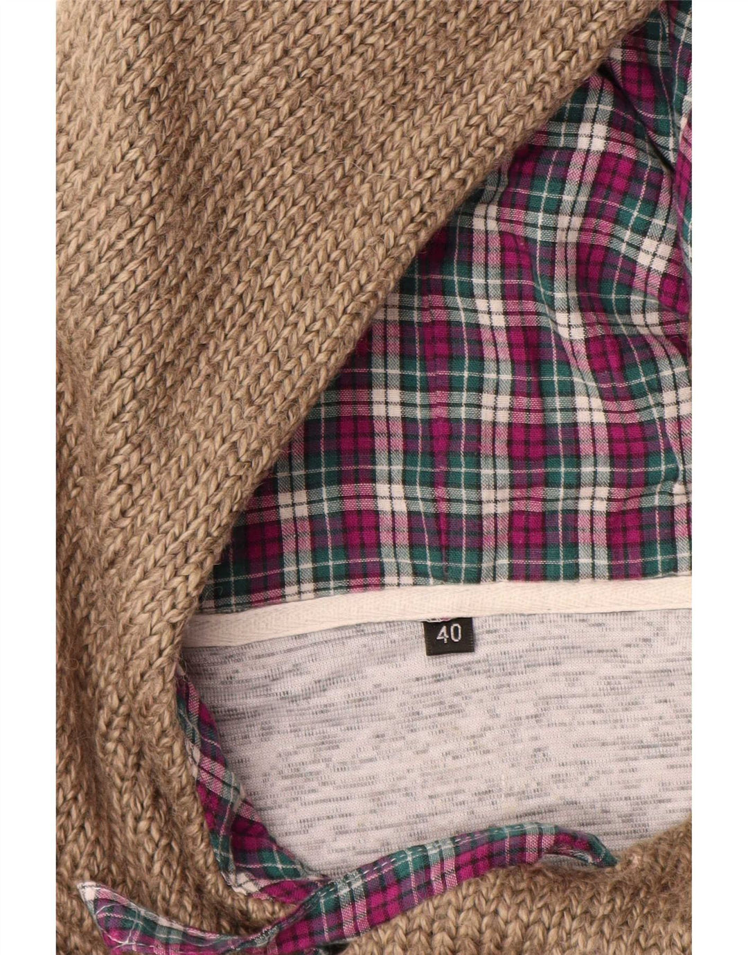 Maglione vintage da uomo con cappuccio taglia 40 in acrilico beige medio