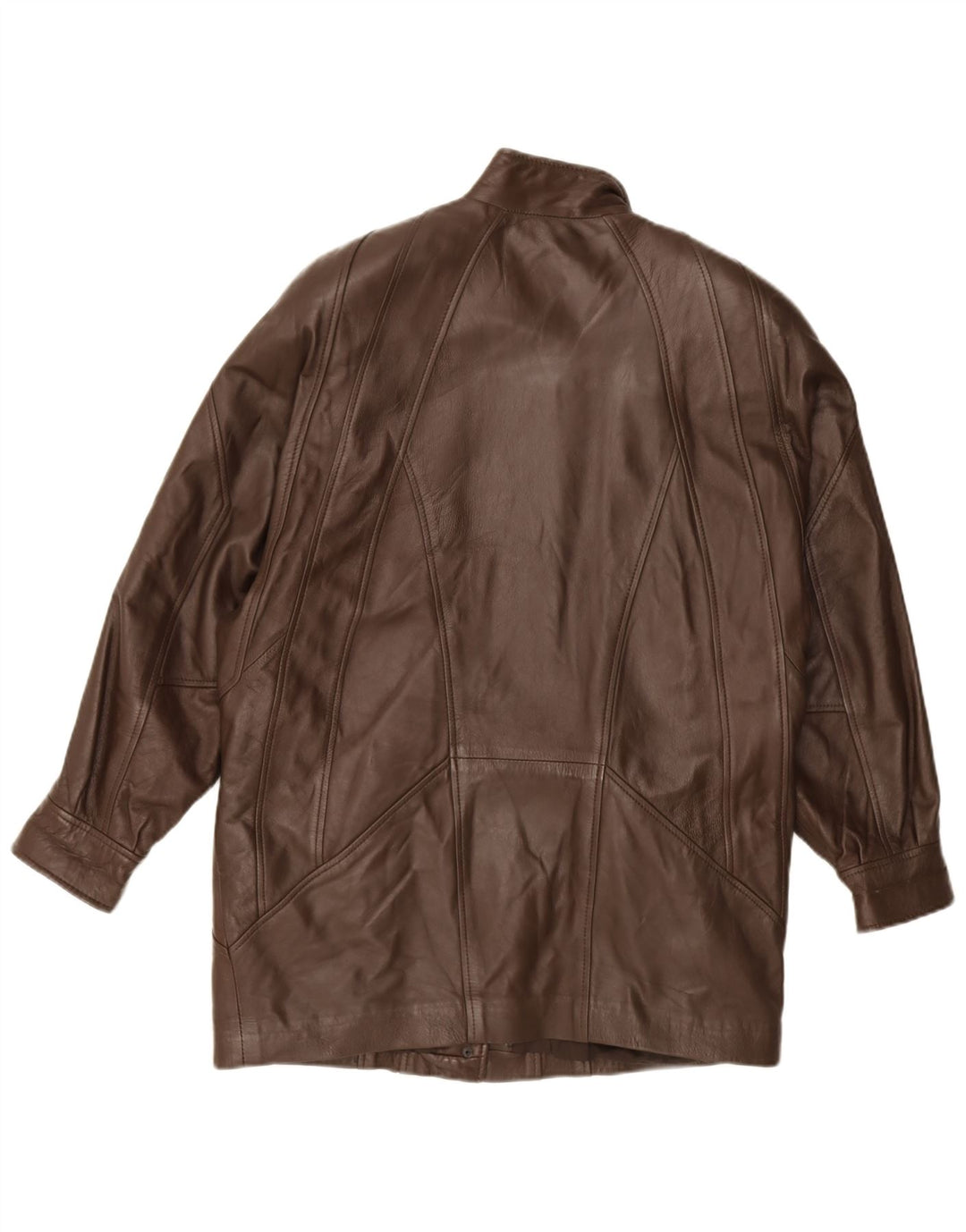 Cappotto in pelle oversize da donna vintage UK 16 grande in pelle marrone