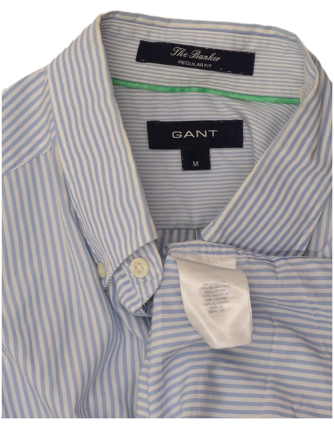 GANT Camicia da uomo The Banker vestibilità regolare a maniche corte blu medio gessato