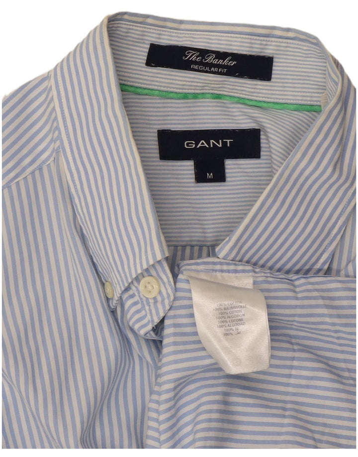 GANT Camicia da uomo The Banker vestibilità regolare a maniche corte blu medio gessato