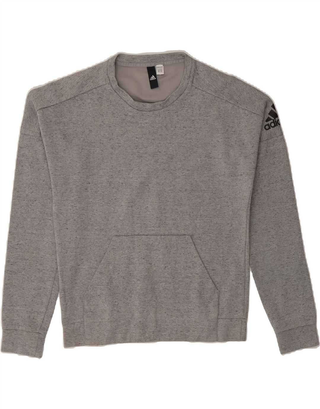 ADIDAS Mens Graphic Sweatshirt Jumper Small Grey Flecked Vintage Adidas and Second-Hand Adidas from Messina Hembry 