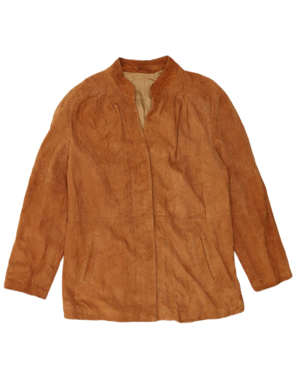 Giacca in pelle scamosciata da donna VINTAGE UK 14 in pelle marrone medio