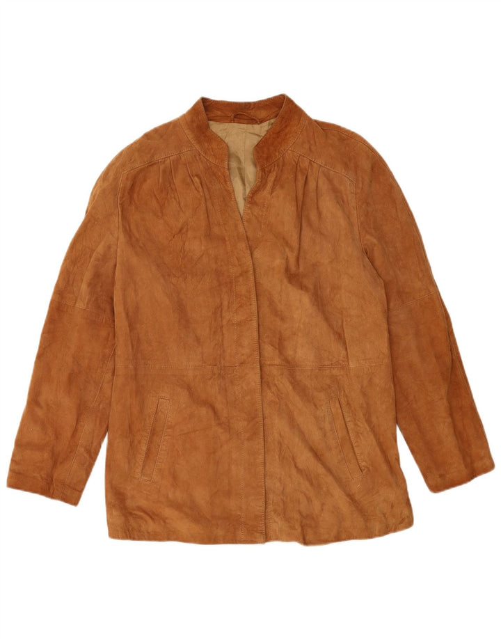 Giacca in pelle scamosciata da donna VINTAGE UK 14 in pelle marrone medio