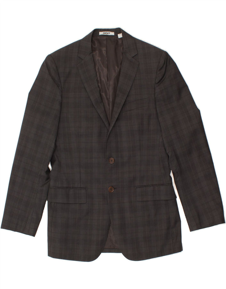 DKNY Mens 2 Button Blazer Jacket UK 38 Medium Grey Check Wool Vintage Dkny and Second-Hand Dkny from Messina Hembry 