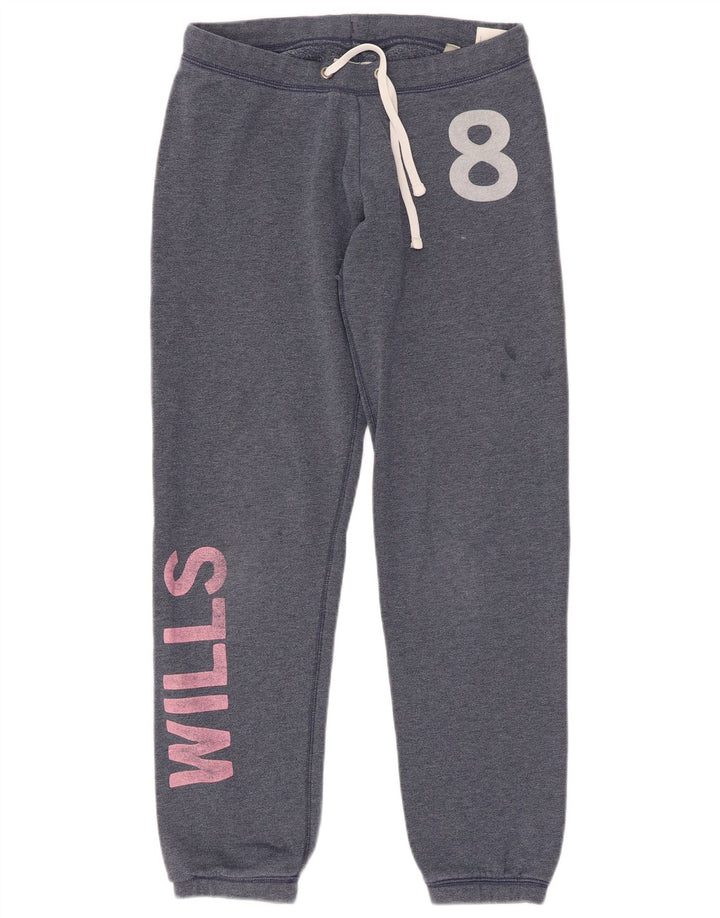JACK WILLS Pantaloni da tuta con grafica da donna Joggers UK 8 Small Blu navy