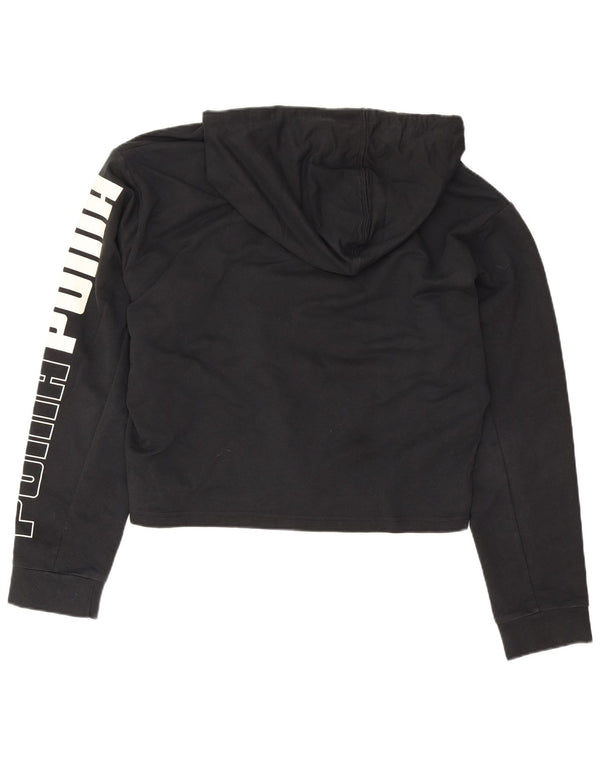 Felpa con cappuccio grafica Puma da donna, vestibilità rilassata, UK 12, media, nera, sportiva