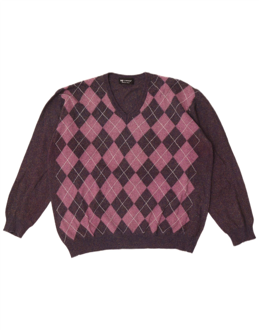 Il Granchio Maglione da uomo con scollo a V grande viola a rombi/diamante