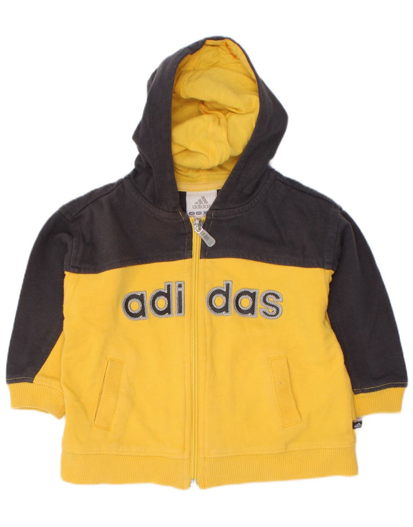 Maglione con cappuccio e zip grafica Adidas da bambino, 9-12 mesi, color block giallo