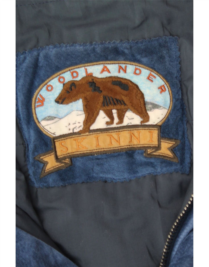 Giacca vintage in pelle scamosciata da uomo IT 50 grande blu modal