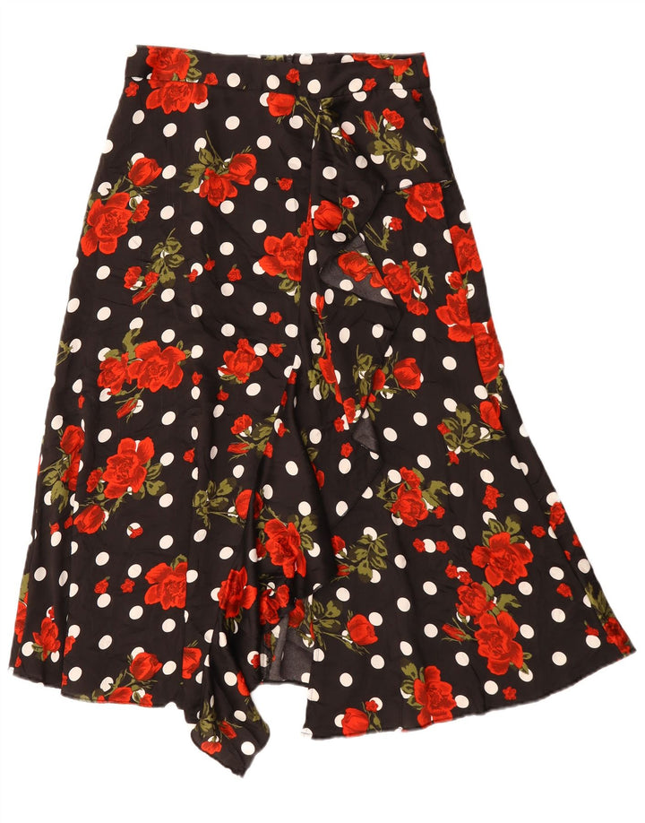 Gonna asimmetrica a trapezio da donna Zara media W30 poliestere floreale nero