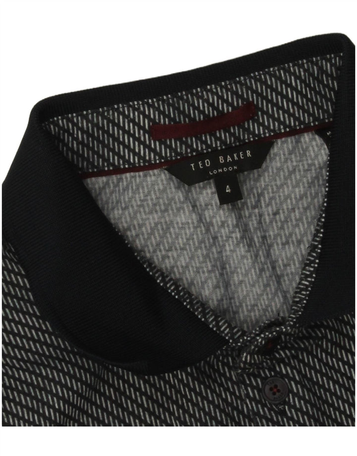 Polo da uomo Ted Baker taglia 4 grande in poliestere maculato blu navy