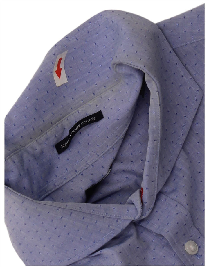 Camicia slim fit da uomo Tommy Hilfiger taglia 16 grande blu geometrico