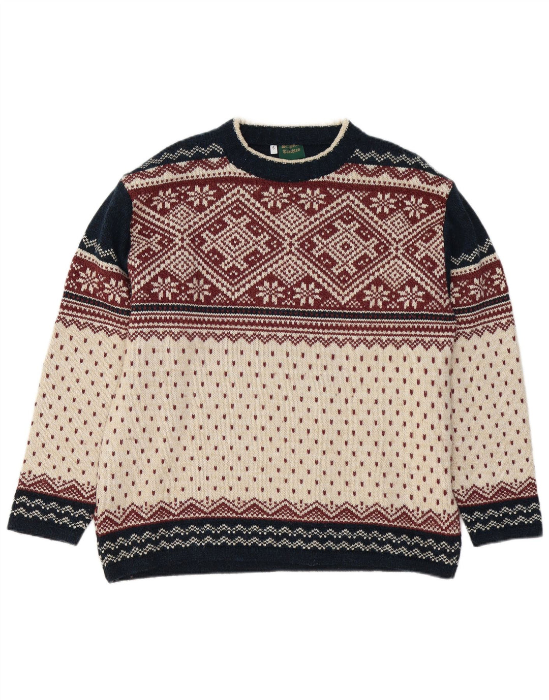 Maglione girocollo da uomo VINTAGE piccolo Fair Isle multicolore