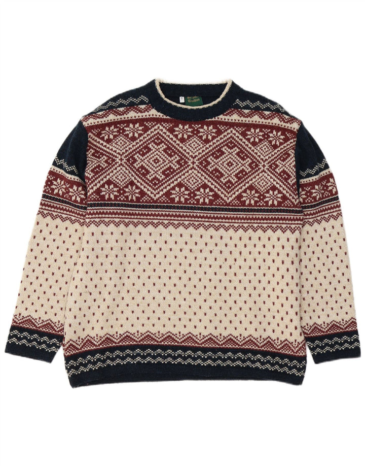 Maglione girocollo da uomo VINTAGE piccolo Fair Isle multicolore