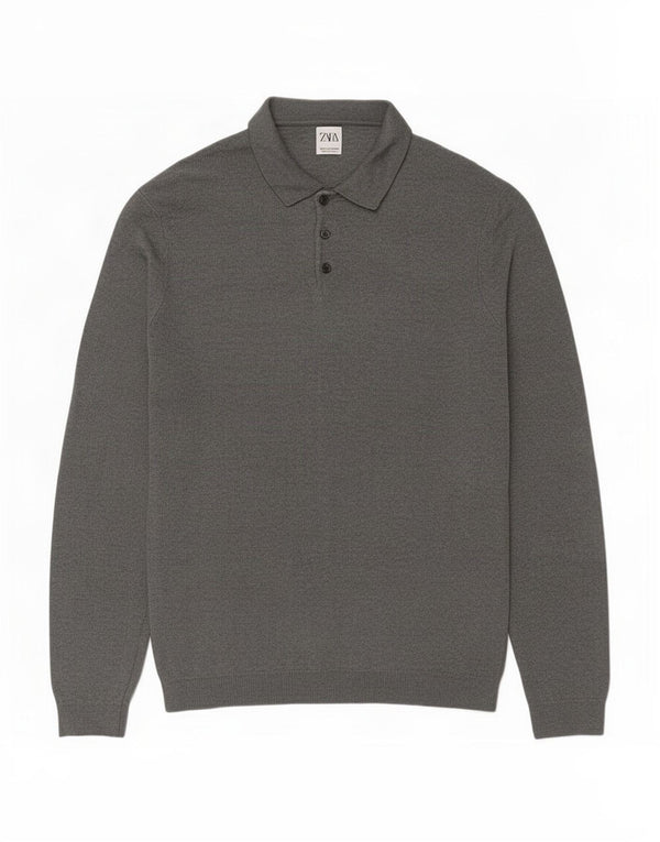Zara Mens Polo Neck Jumper Sweater XL Grey