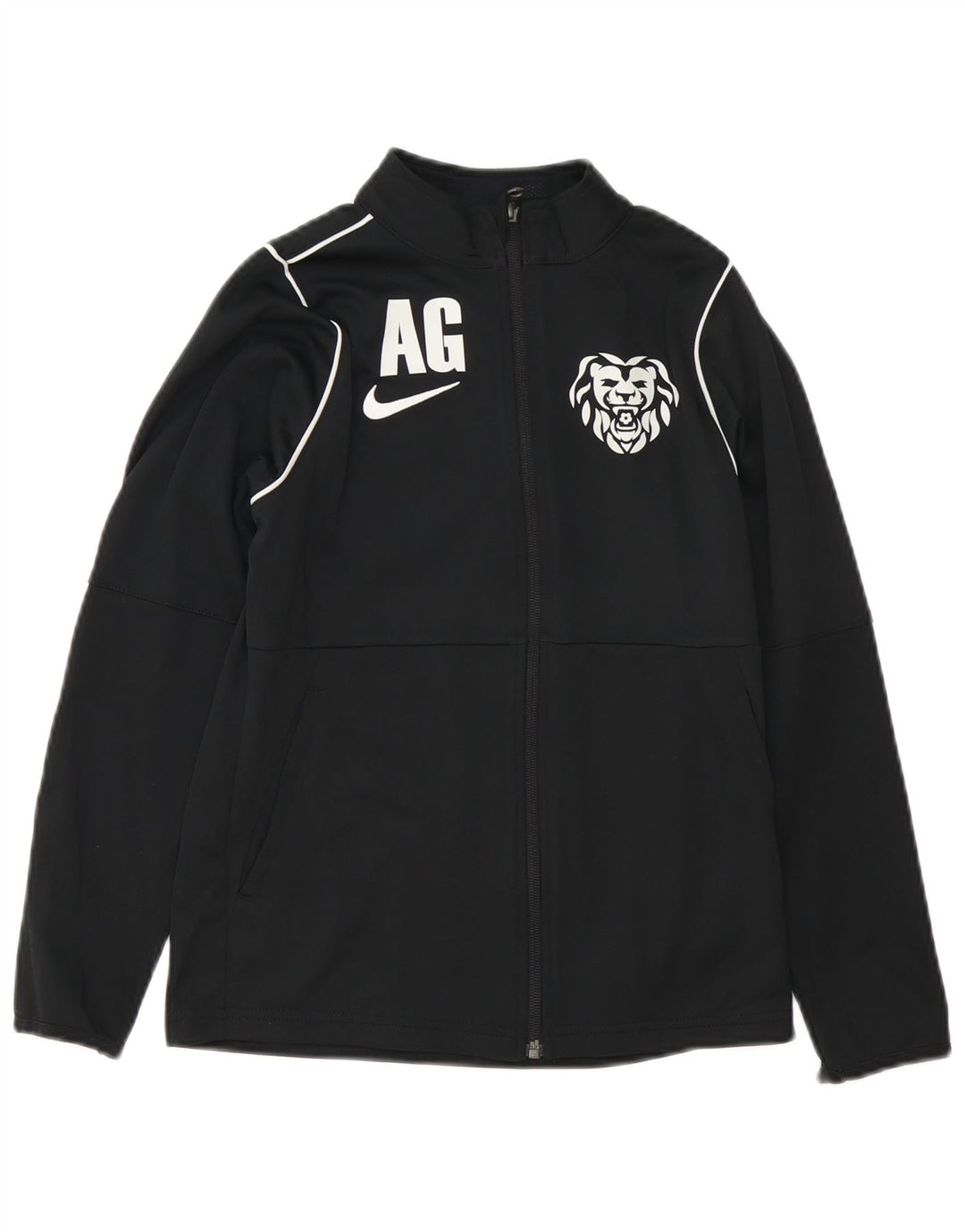 Giacca da ginnastica NIKE da ragazzo Dri Fit con grafica 10-11 anni, media, nera