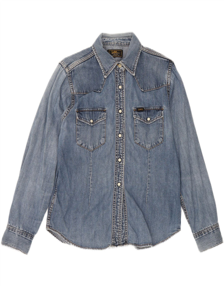 LEE Womens Denim Shirt UK 14 Medium Blue Cotton Vintage Lee and Second-Hand Lee from Messina Hembry 