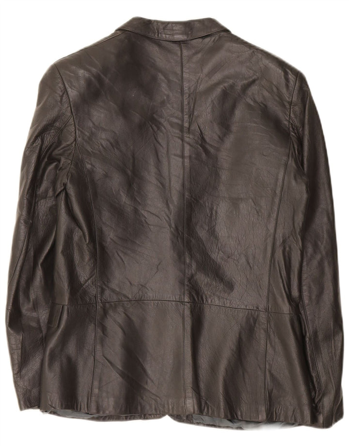 VINTAGE Womens Leather Jacket IT 44 Medium Black Leather