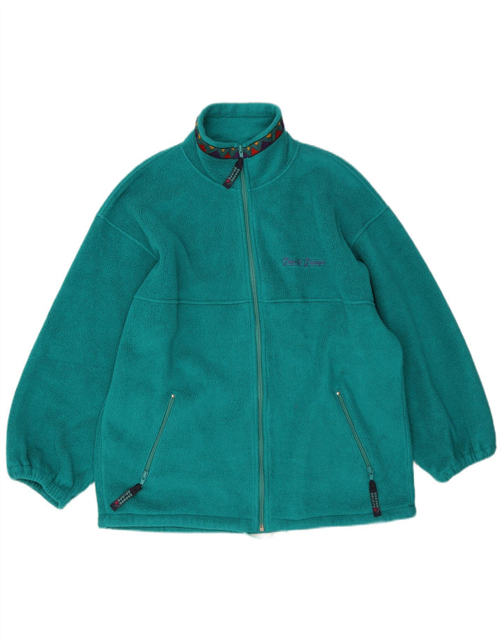 Giacca in pile da uomo vintage UK 40 Grande poliestere geometrico verde