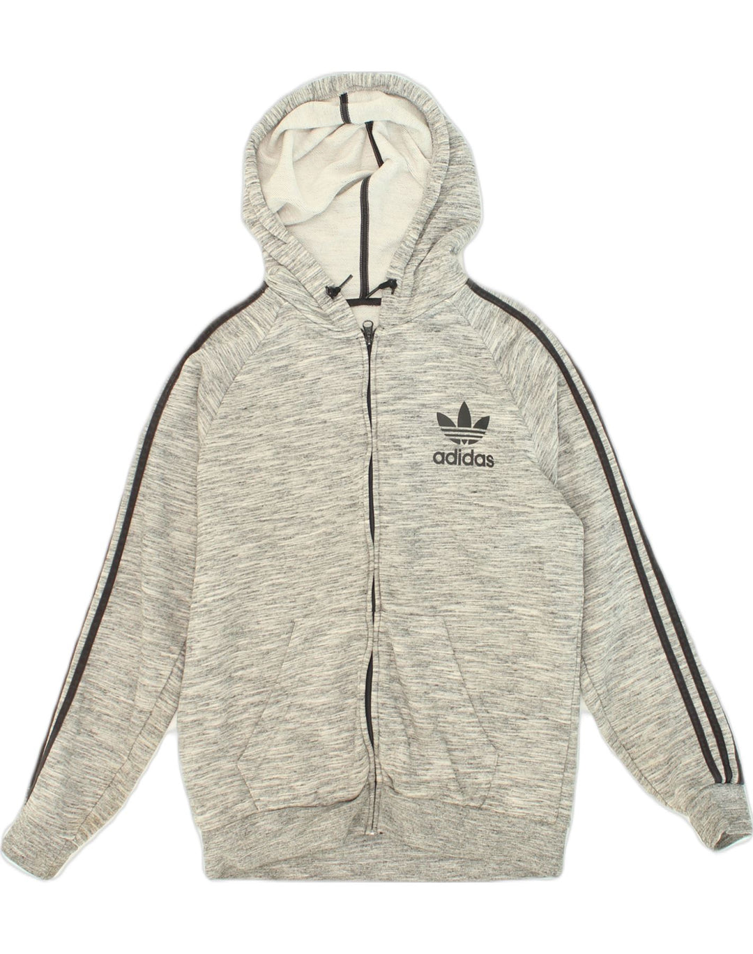 Maglione con cappuccio e zip da uomo ADIDAS in cotone grigio medio