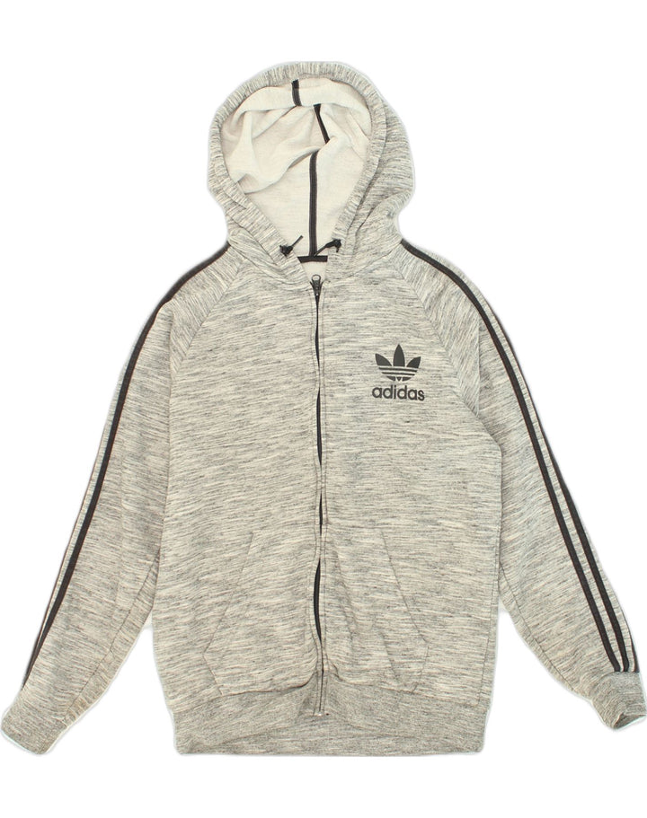Maglione con cappuccio e zip da uomo ADIDAS in cotone grigio medio