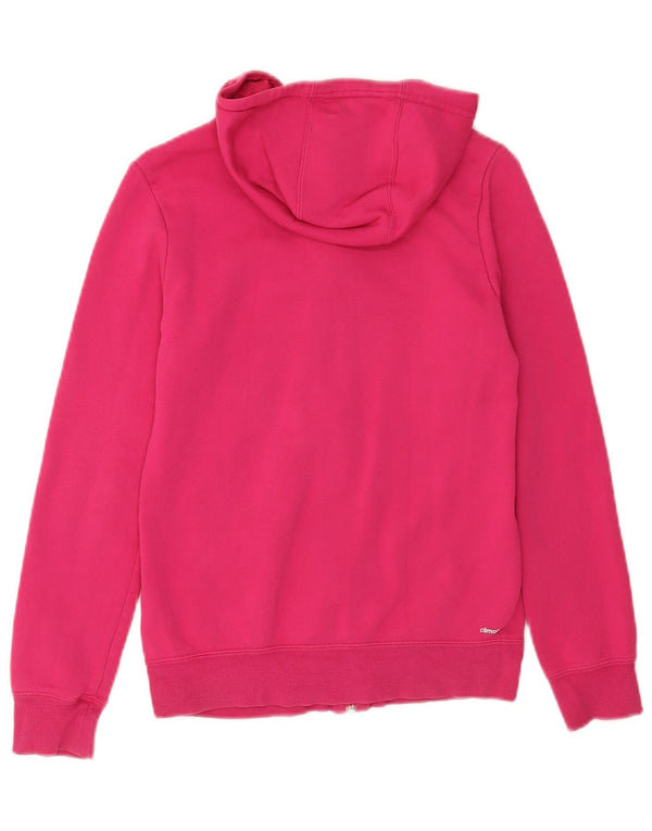 Felpa con cappuccio e zip grafica Adidas per ragazze 13-14 anni in cotone rosa sportivo
