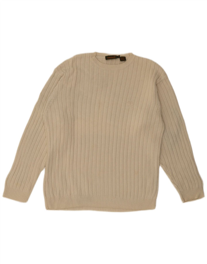 Maglione maglione girocollo da uomo Timberland in cotone beige medio