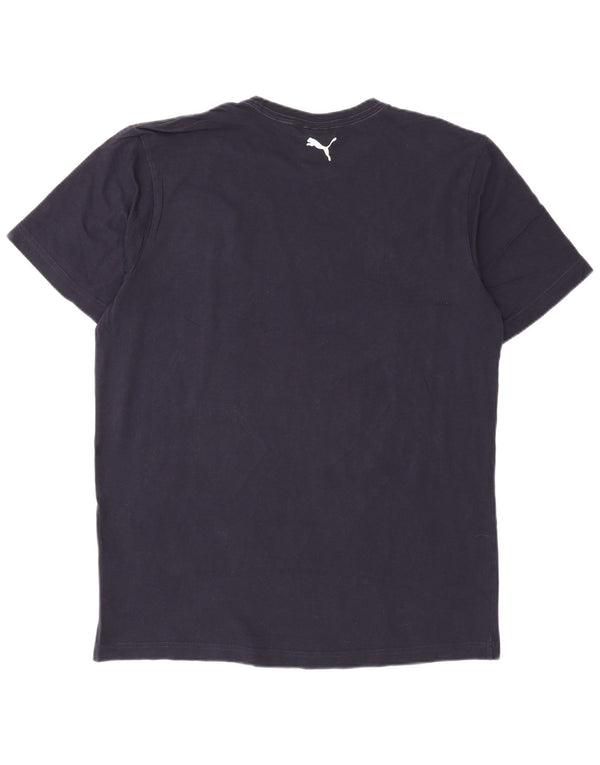 T-shirt grafica da uomo Puma Top Large in cotone blu navy