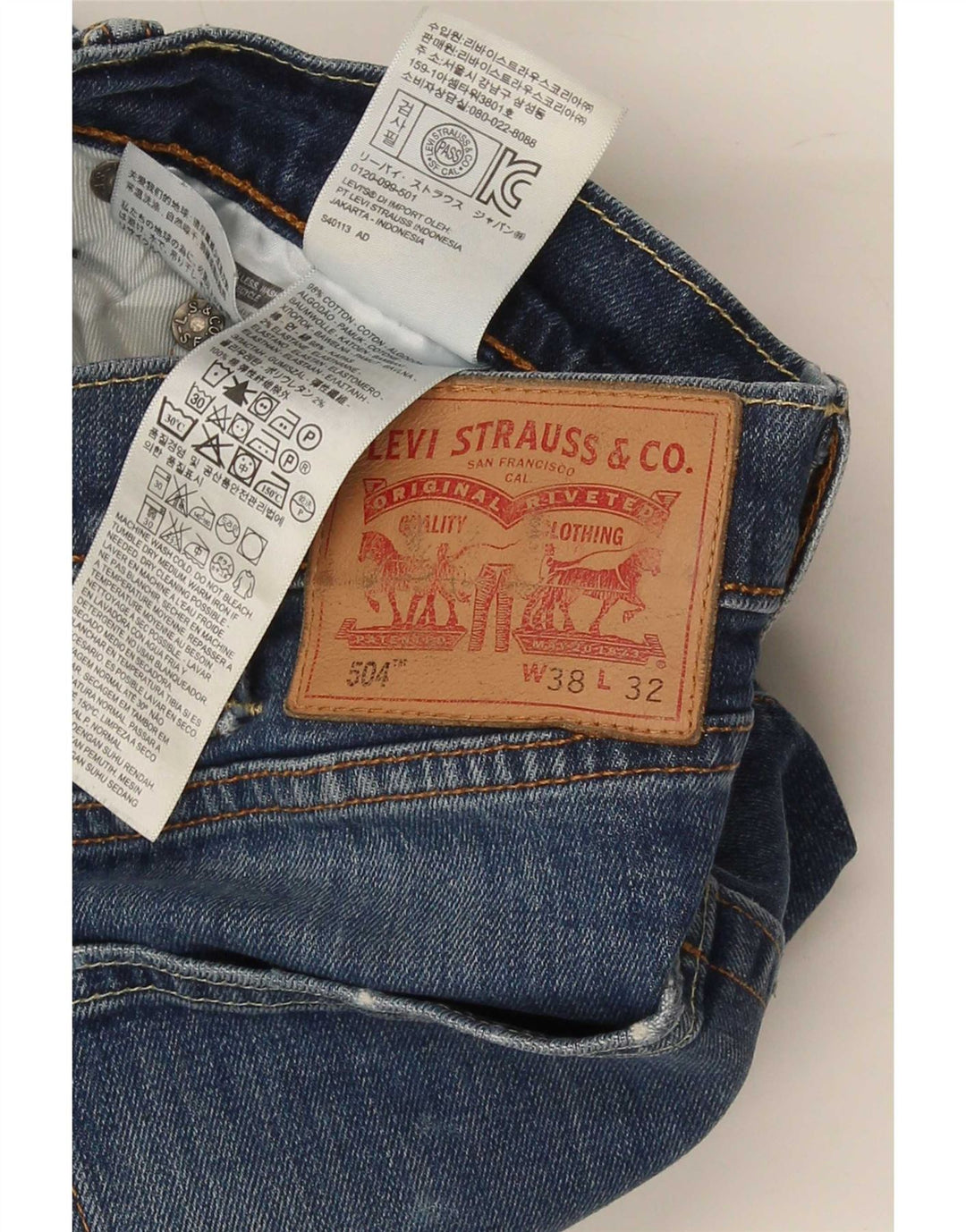 Levi's Uomo 504 Jeans dritti W38 L32 Cotone Blu