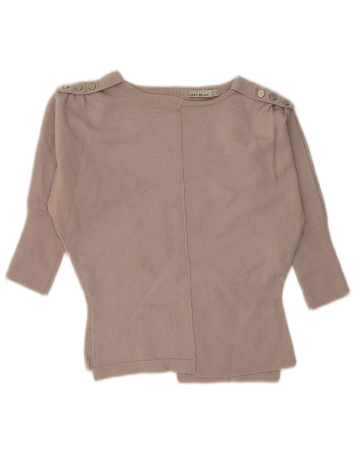 KAREN MILLEN Maglione corto da donna con scollo a barchetta e maniche a 3/4 UK 0 2XS Grigio