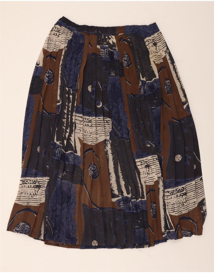CONCERTO Womens Pleated Skirt W40 2XL Blue Geometric Polyester Vintage Concerto and Second-Hand Concerto from Messina Hembry 