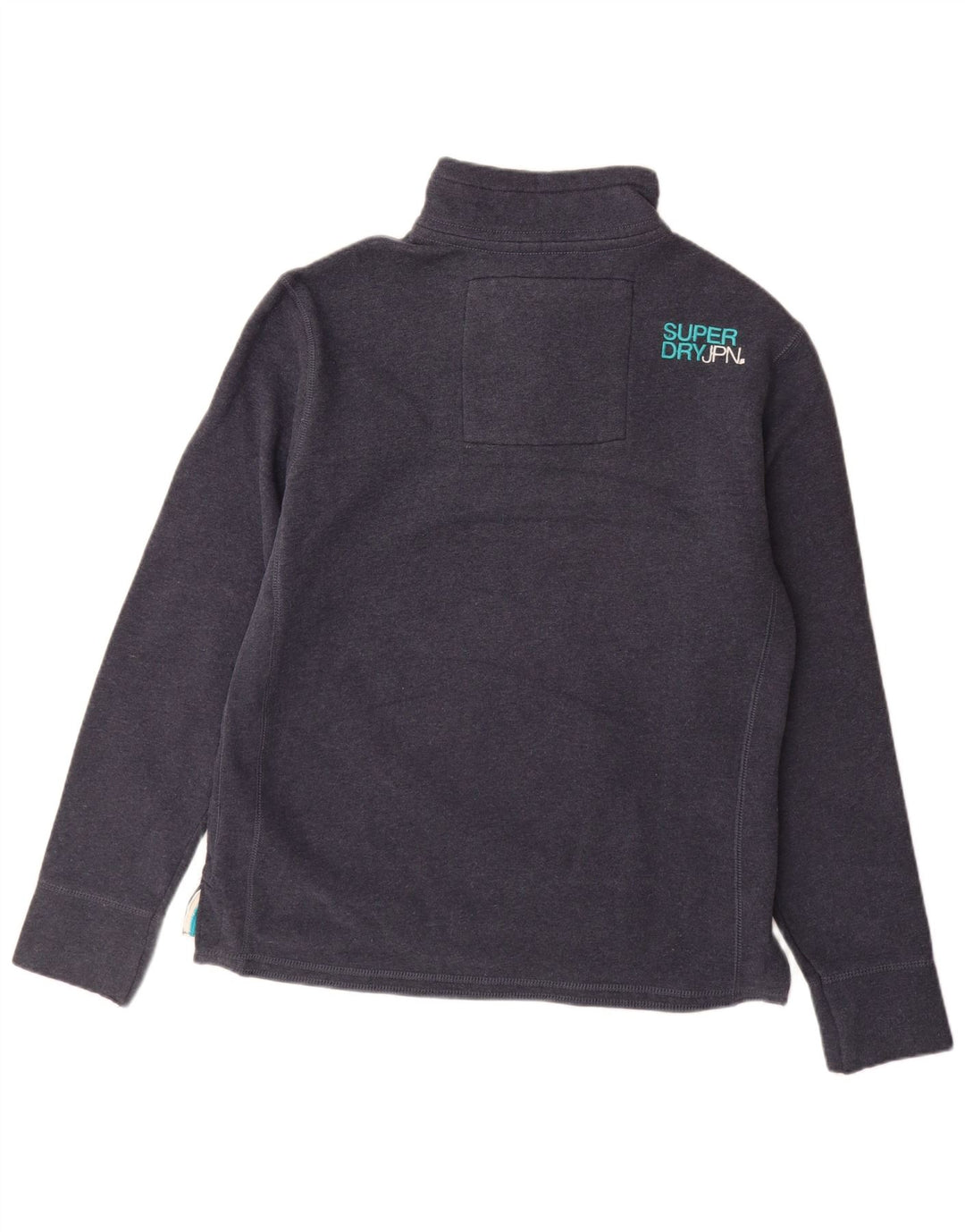 Felpa da uomo con collo con bottoni grafici Superdry, maglione XL, cotone blu navy