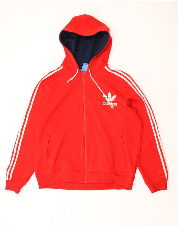 Maglione con cappuccio e zip da uomo Adidas XL rosso poliestere